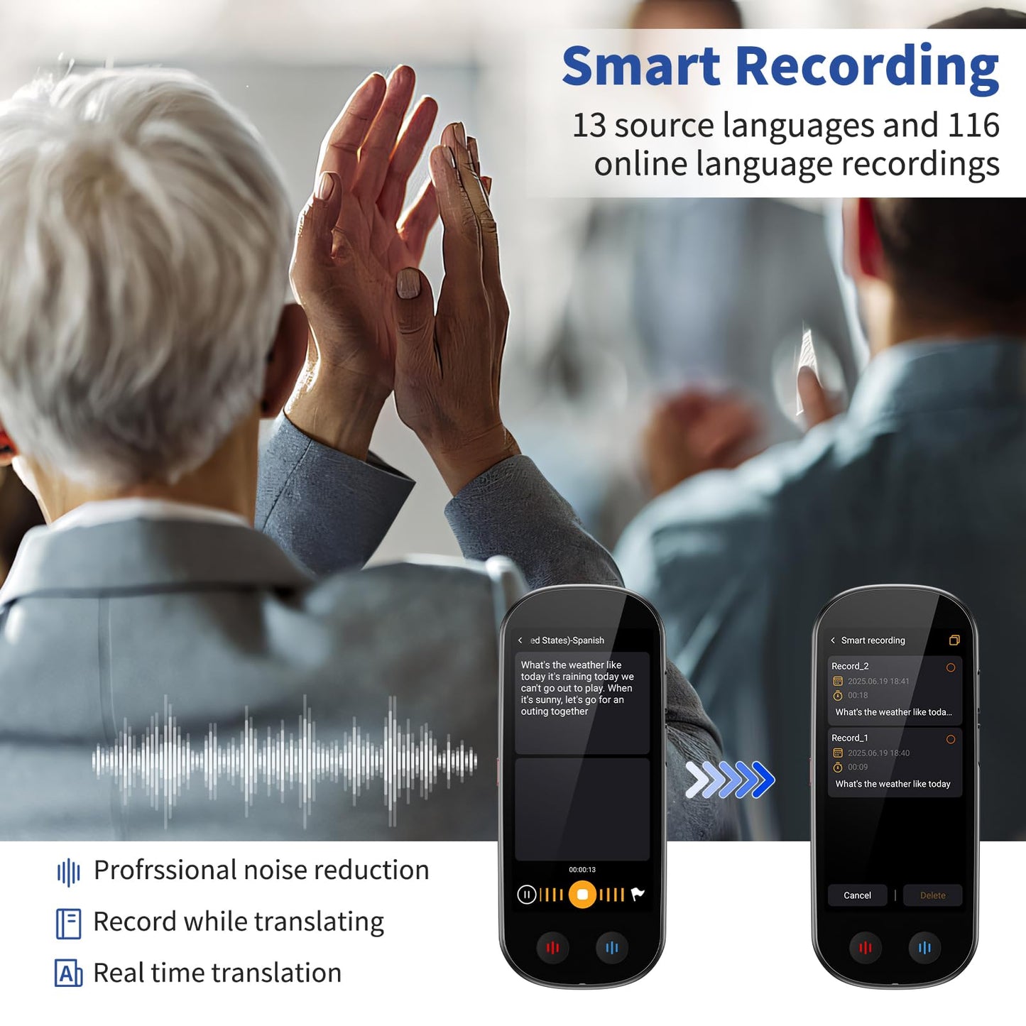 Ai Language Translator Device No WiFi Needed, Upgraded ChatGPT Translator, 150+ Languages Instant Two Way Translator Device, Offline/Recording/Photo/Voice Translatio for Business Learning