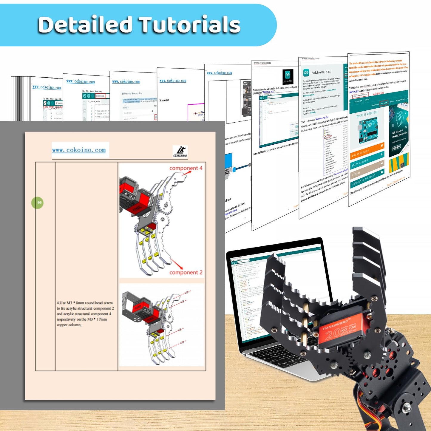 LK COKOINO 6-Axis Metal Robot Arm Kit with Joystick Control for Arduino Programming DIY Robotics Arm for STEM Learning, Educational Build & Play, Servo Motor Projects