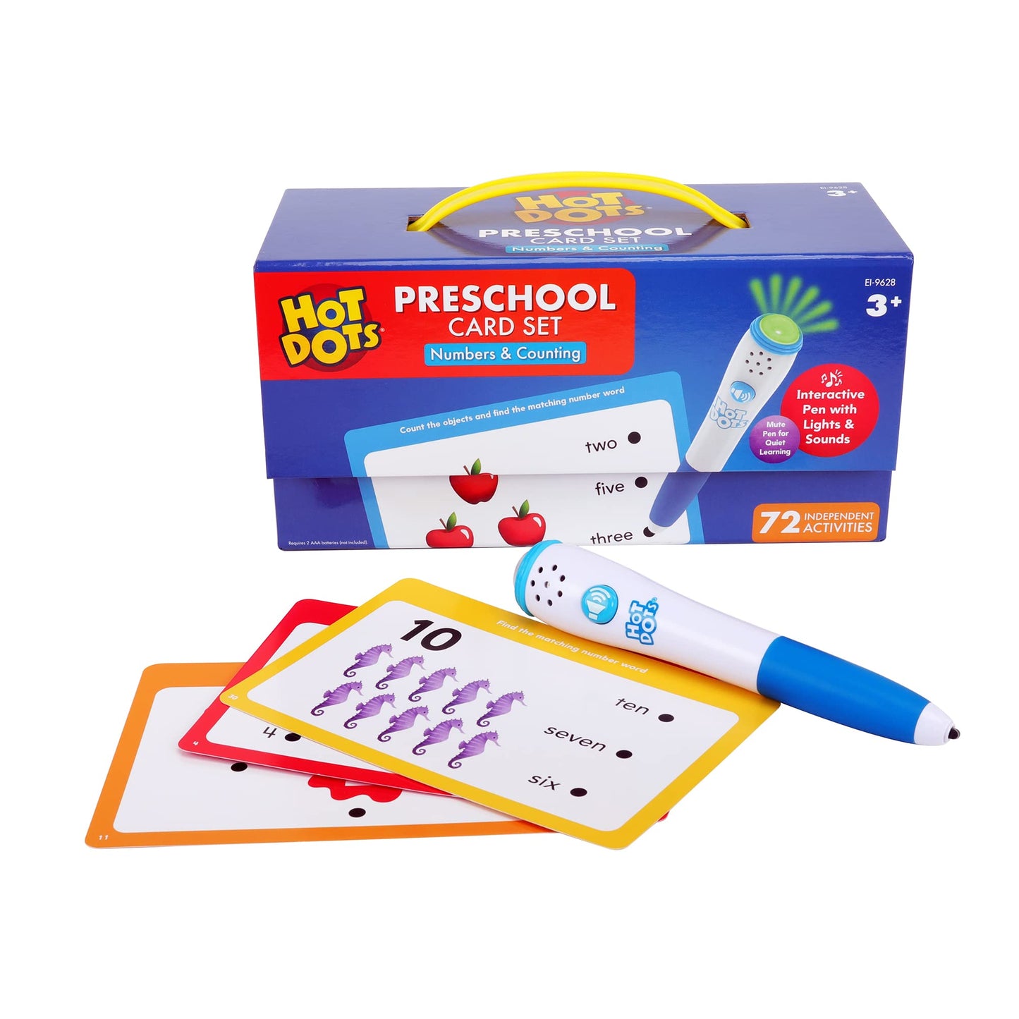 Educational Insights Hot Dots Numbers & Counting Set - Preschool Learning Activities, Interactive Math Flash Cards for Toddlers 3-5 Years, Kindergarten Classroom Must Haves & Homeschool Essentials