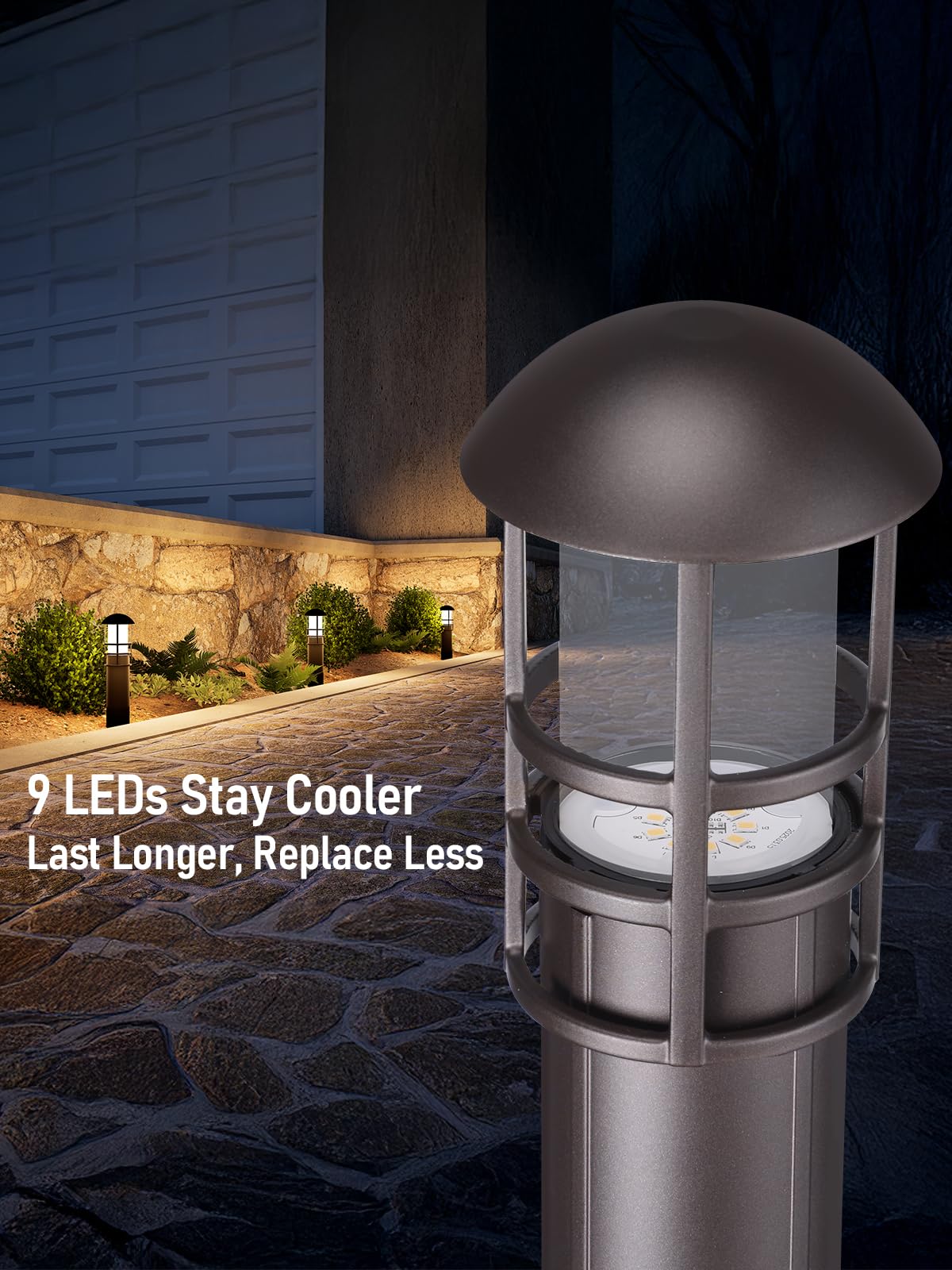 LEONLITE Low Voltage Landscape Pathway Lights, 3W 12V, IP65, 3000K Warm White, Pack of 6, Oil Rubbed Bronze, Model A-
