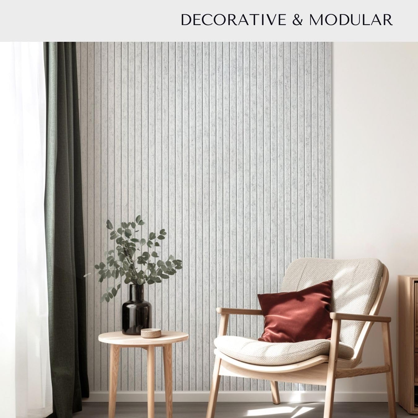 VIVELDA Felt Bulletin Board Tiles 48"x36" - 12-Pack Cork Board Alternative, Oeko-TEX Certified, NRC 0.95 Acoustic Wall Panels, Damage-Free Adhesive, Slatted Design, Home Office & Classroom (Marble)