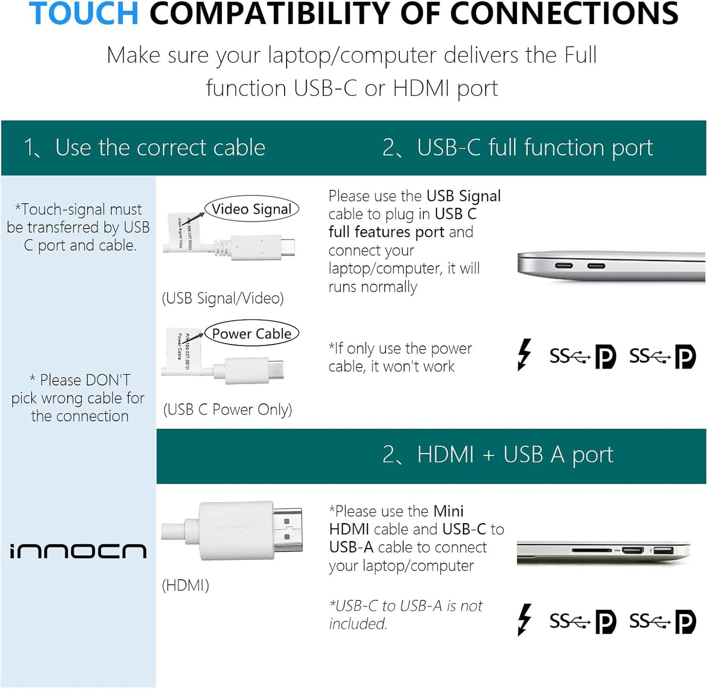 INNOCN 15.6 inch Portable Monitor Touchscreen for Laptop FHD 1080P USB C HDMI External Display Travel Second Monitor for MacBook Windows Tablets Android Chrome PS4 Switch Mini PC, No Battery