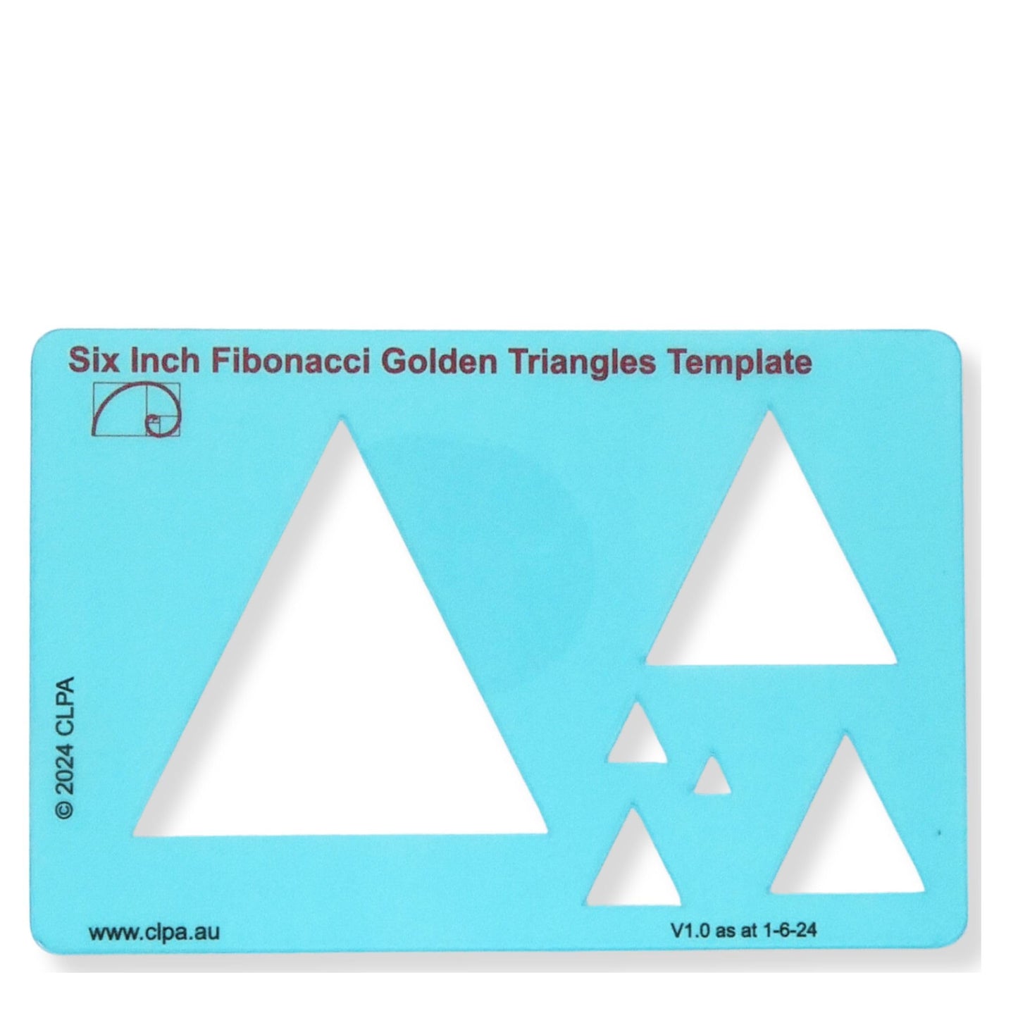 6" Triangle Stencil Template — Golden Ratio Tool for Drawing — Fibonacci Template — Geometric Stencil for Art, Drafting and Quilting — Clear PETG — Made in Australia