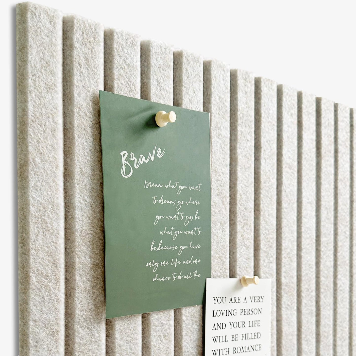 Large Cork Board for Office, 8 Pack Felt Wall Tiles with Slat Wall Paneling and Safe Removable Adhesive Tabs, Felt Bulletin Board Pin Board Cork Boards for Walls - Oatmeal