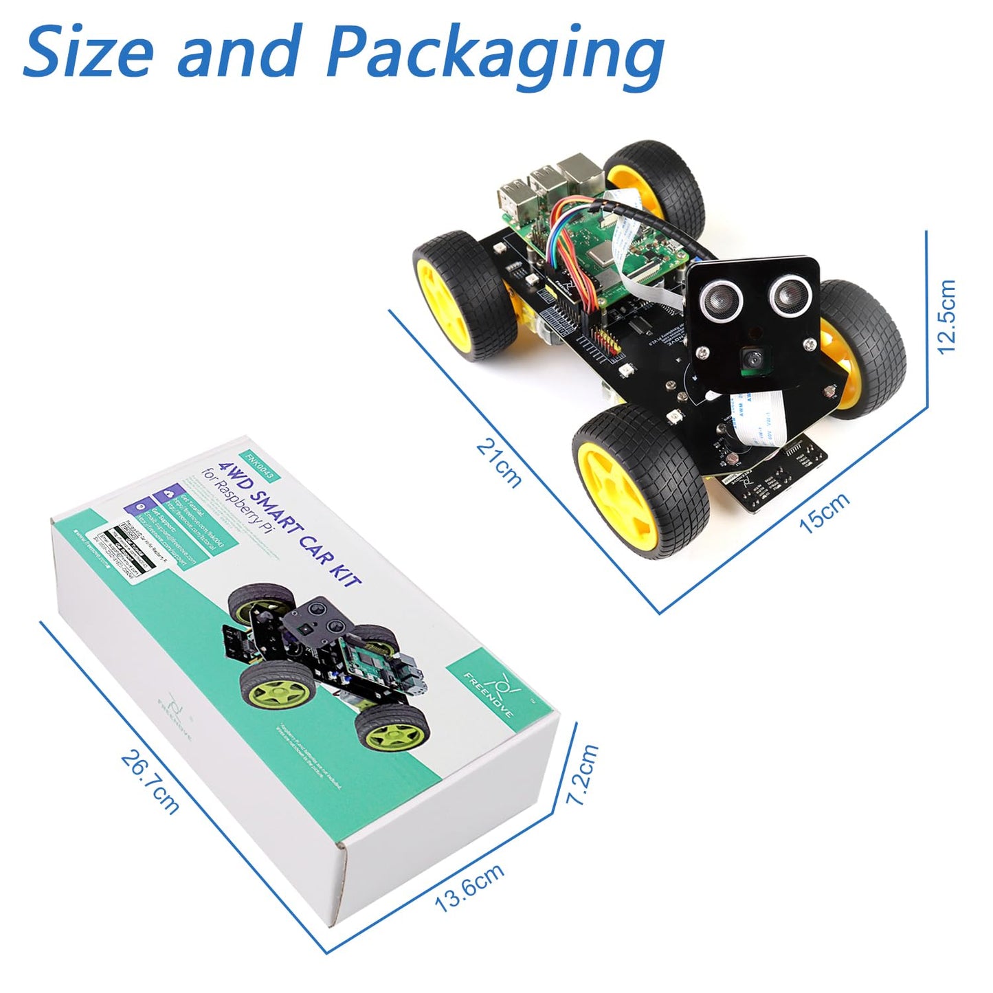 Freenove 4WD Smart Car Kit for Raspberry Pi 5 4 B 3 B+ Zero 2 W, Face Tracking, Line Tracking, Light Tracing, Obstacle Avoidance, App Control, Camera, Servo (Raspberry Pi NOT Included)