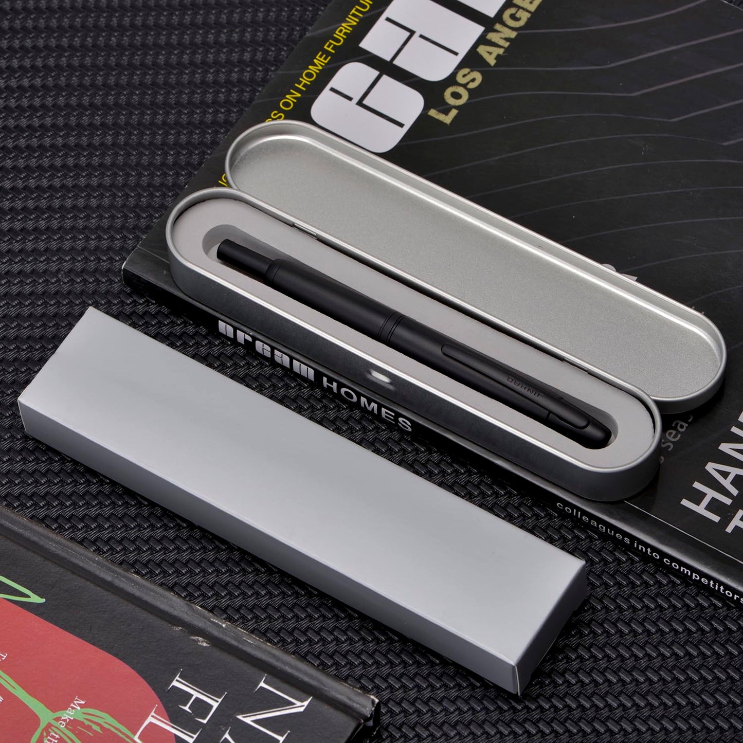 Jinhao 10 Press Fountain Pen with Box, Matte Black Retractable Extra Fine Nib with Ink Converter Set (Clip Version)