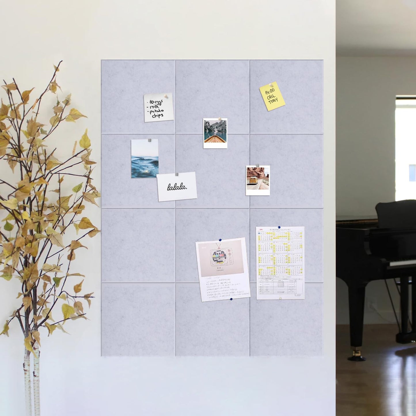 Large Bulletin Board 48"x 24" Cork Boards for Walls, 8 Pack Felt Wall Panels Photo Board, Cork Board for Office Home Pin Board