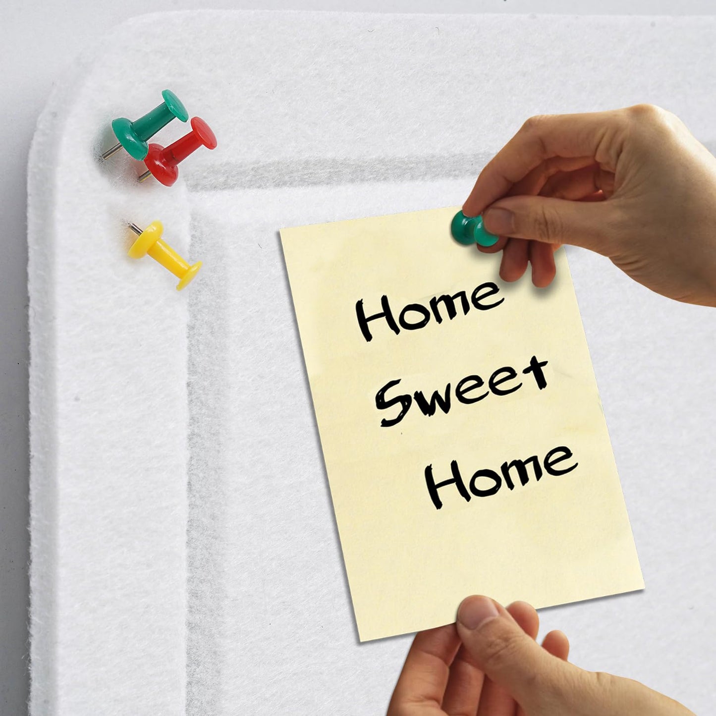 Large Bulletin Board - 60 X 36 inches Decorative Felt Pin Board - 5' x 3' Cork Board Alternative for Wall - Foldable Photo Board Self-Adhesive Vision Board Prayer Board with 30 Pushpins - Warm White