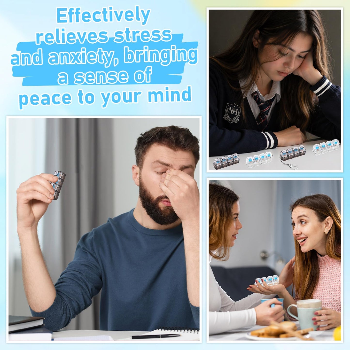 12 Pcs Keyboard Fidget Stress Relief Fidget Clicker Keyboards Set Clear Black Keyboard Decompression Button Stress Relief Gifts for Adults to Relieve Stresses Pass Time Party Favors
