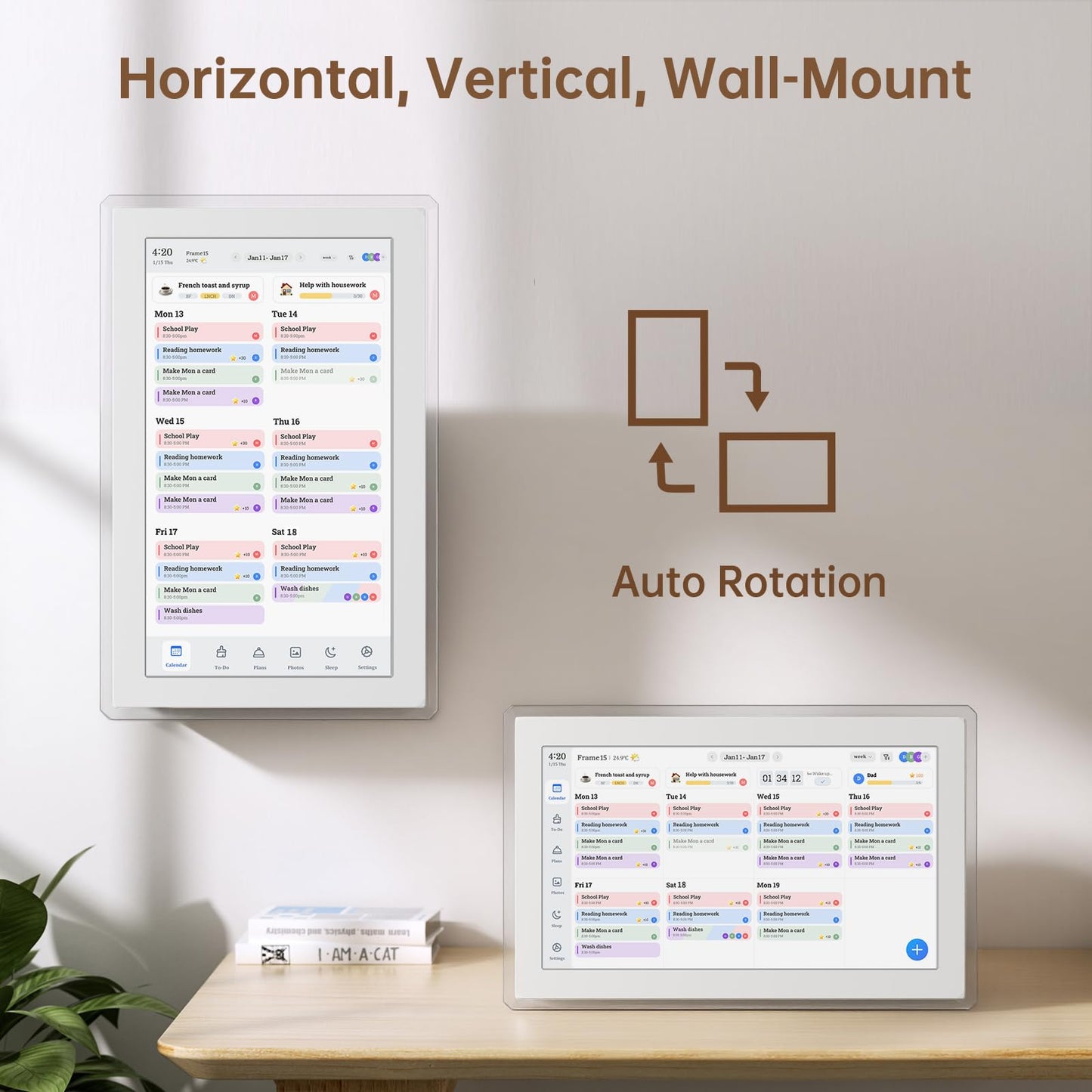 Digital Calendar Wall Touch Screen, 15.6 Inch Smart HD Electronic Calendar for Family & Chore Chart with Meal Planner, Built-in Digital Photo Frame, Gift for Parents & Kids, Desk Stand & Refills (White)