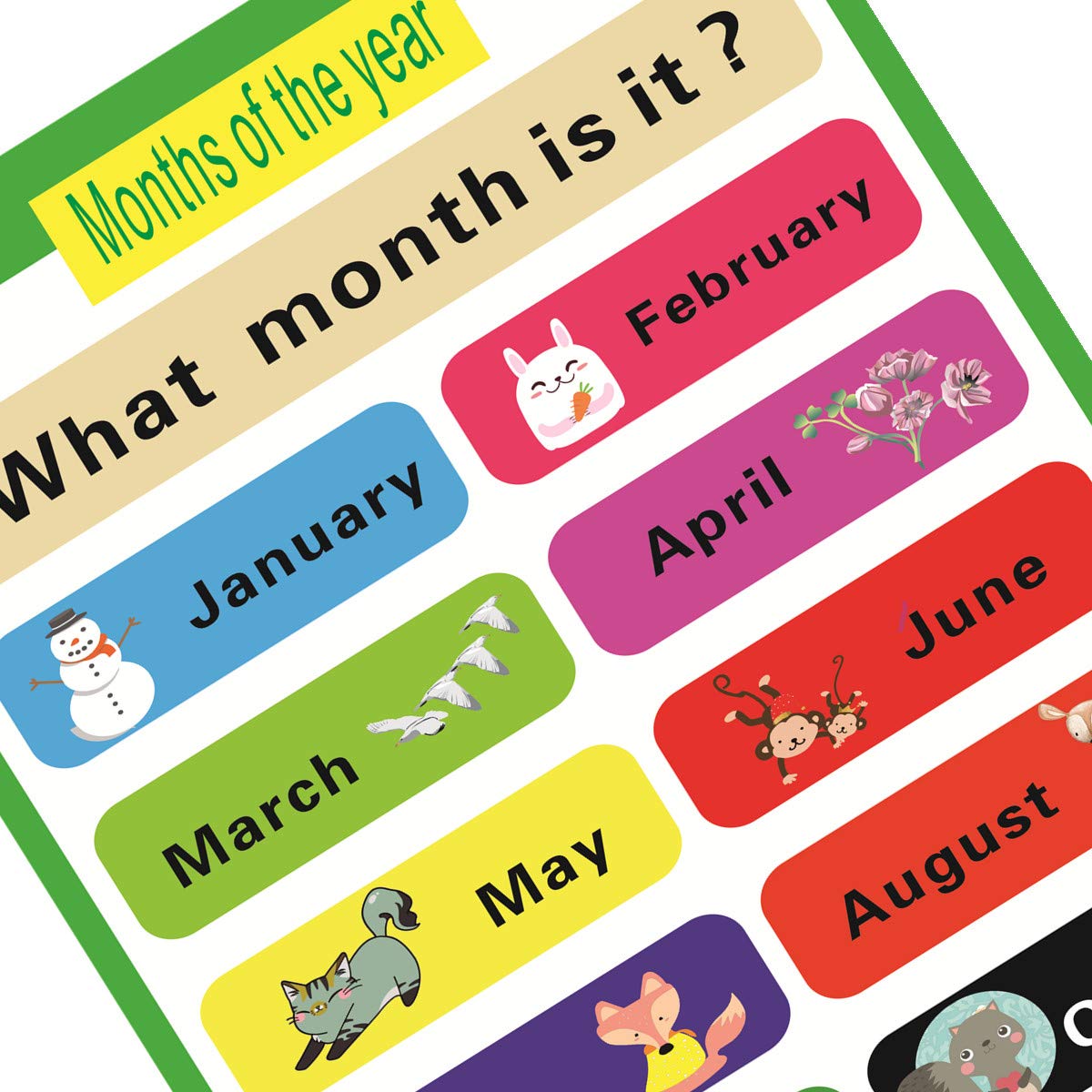 SANTSUN 2 Pieces of Set Educational Preschool Poster for Toddlers and Kids | Great for Nursery Homeschool Kind Classroom decorations | Months of The Year & Days of The Week Poster Chart(17x24in)
