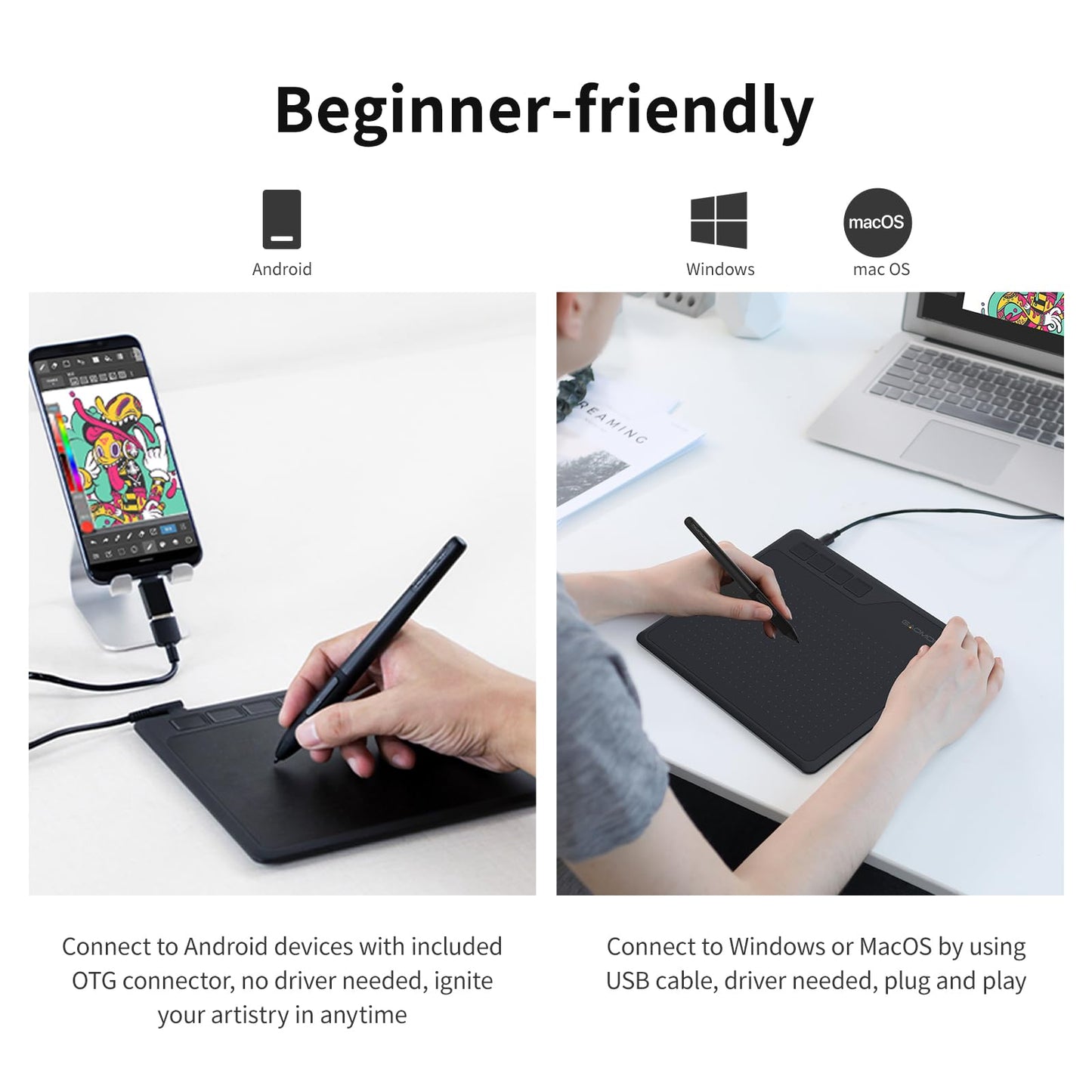 GAOMON S620 Drawing Tablet 6.5 x 4 Inch Graphics Tablet with 8192 Passive Pen 4 Customizable ExpressKeys for Digital Art, Painting, OSU Playing, Compatible with Windows PC, Mac