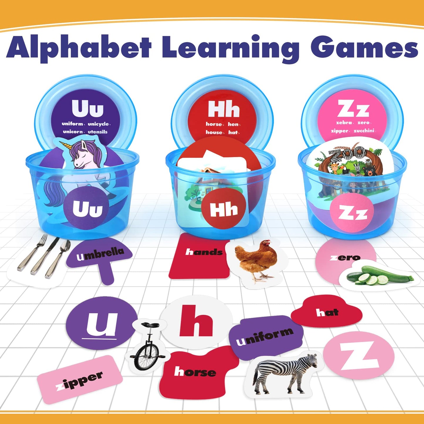 Joyreal 271 PCS Alphabet Learning Toys for Toddlers 3-5, 26 Alphabet Soup Sorters with 245 Flash Cards, Montessori Preschool Classroom Must Haves, Early Letter Sounds Recognition Activities