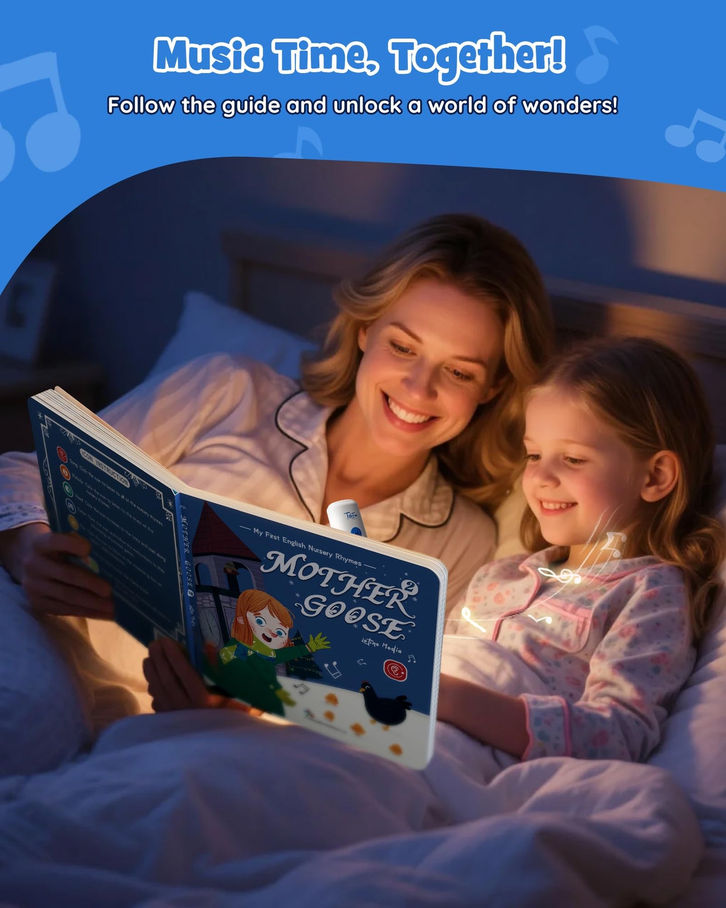 TEKFUN Nursery Rhymes Musical Books with Talking Pen, Interactive Sound Books for Toddlers 1-3, Autism Sensory Educational Toys for Kids Ages 3-6