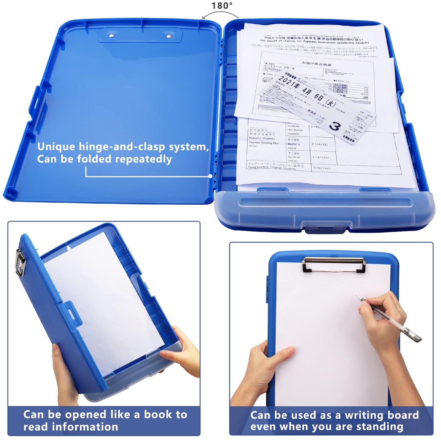 SFLHHDM Storage Clipboard with Pen Holder, High Capacity Clipboards for Classroom, Clip Boards 8.5x11 with Storage, Low-Profile Clip, Lightweight Plastic Clipboard for Kids, Lawers, Office Workers
