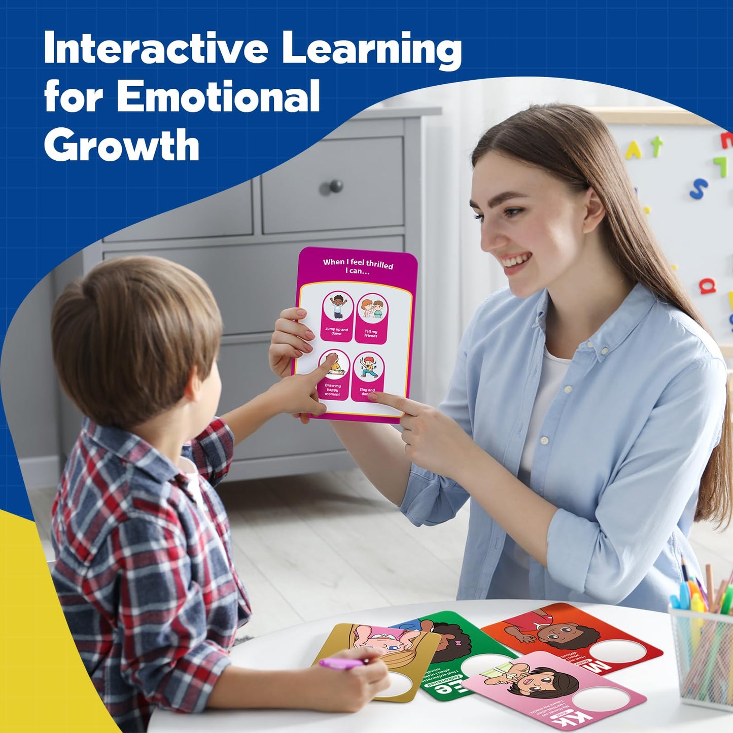 Broytain Emotion Cards for Kids, 26 Feelings Cards with Built-In Mirror, SEL Learning Flashcards with Coping Skills, ADHD/Autism Learning Materials, Emotions Flashcards for Therapy, Home Use
