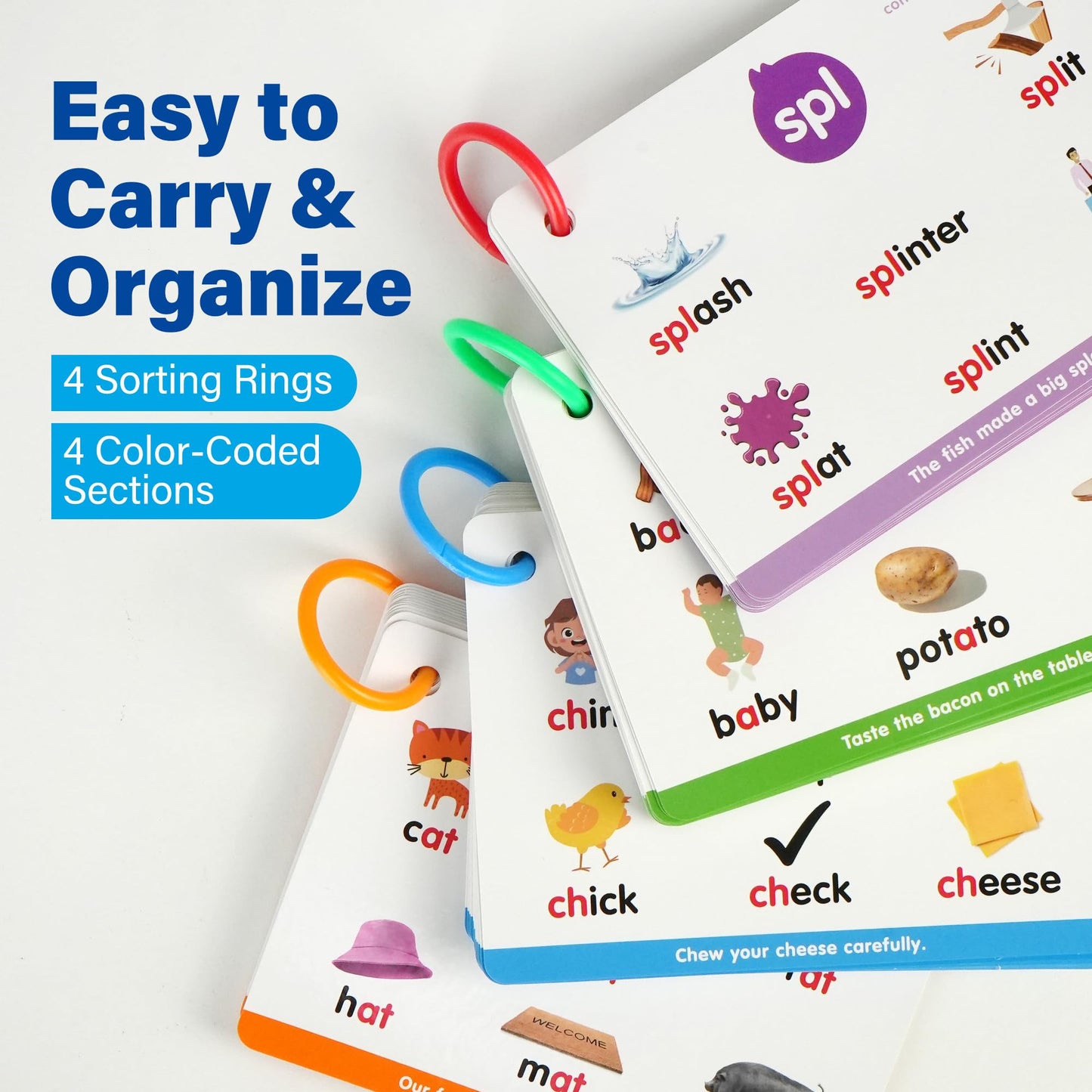 Phonics Flash Cards, 76 Cards 24 Principles, Learn to Read Phonics Games, CVC Digraphs Blends Long Vowel Sounds, Classroom Homeschool Educational Toys for Kids Ages 4-8 Kindergarten 1st 2nd Grade