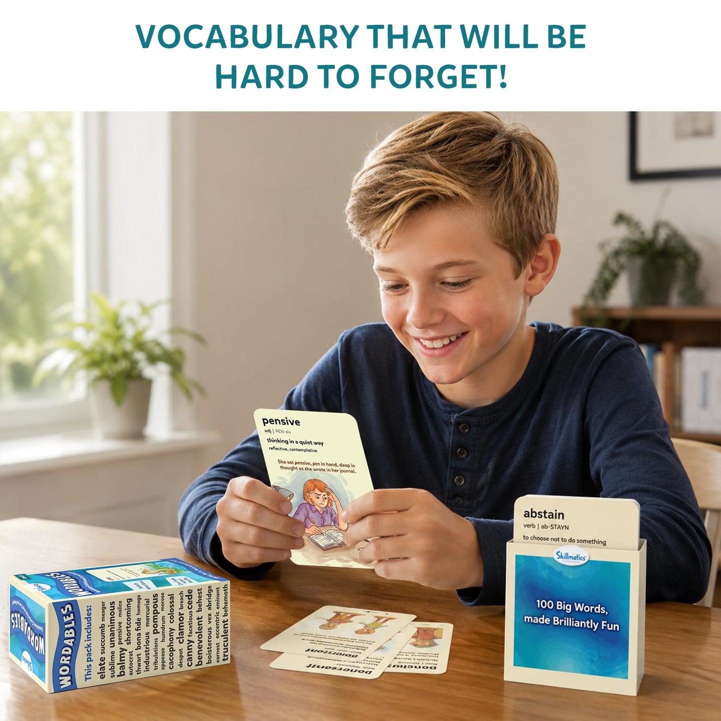 Skillmatics Vocabulary Flash Cards for Kids - Learn 100 Words with Wordplay, Visuals & Soundplay, Educational Gift for Ages 10, 11, 12, & Up, Screen-Free Language Game