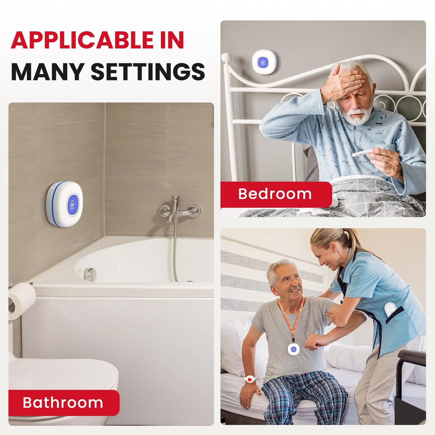 CallToU Caregiver Pager Wireless Call Button for Elderly/Senior,2026 New Version Pager with Vibration & Rechargeable,Nurse Alert System for Home Care Seniors