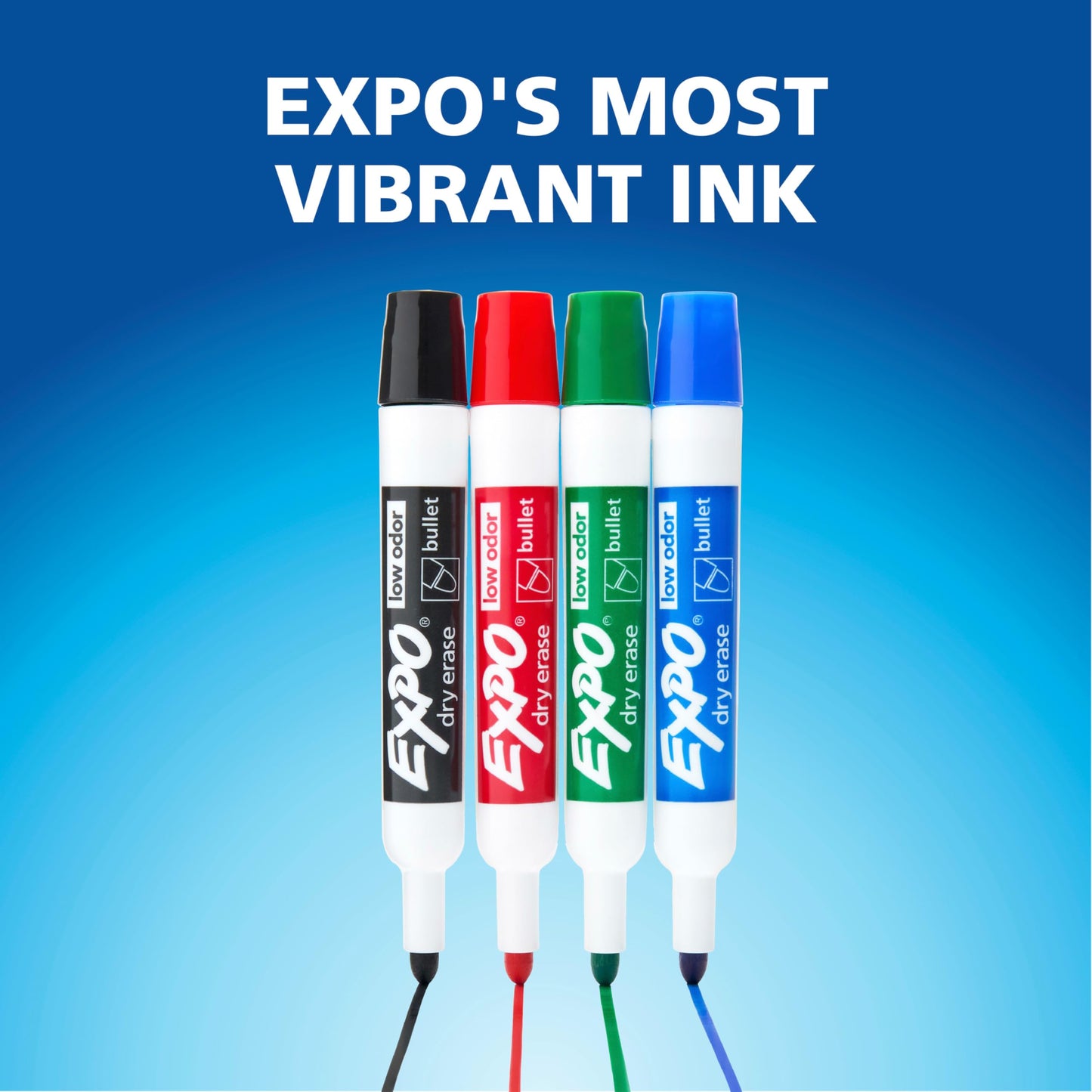 EXPO Dry Erase Markers, Low Odor Ink, Black, Bullet Tip, 12 Count - Whiteboard, Calendar, Organization, Essential Supplies for Office, School, Classroom, Teachers