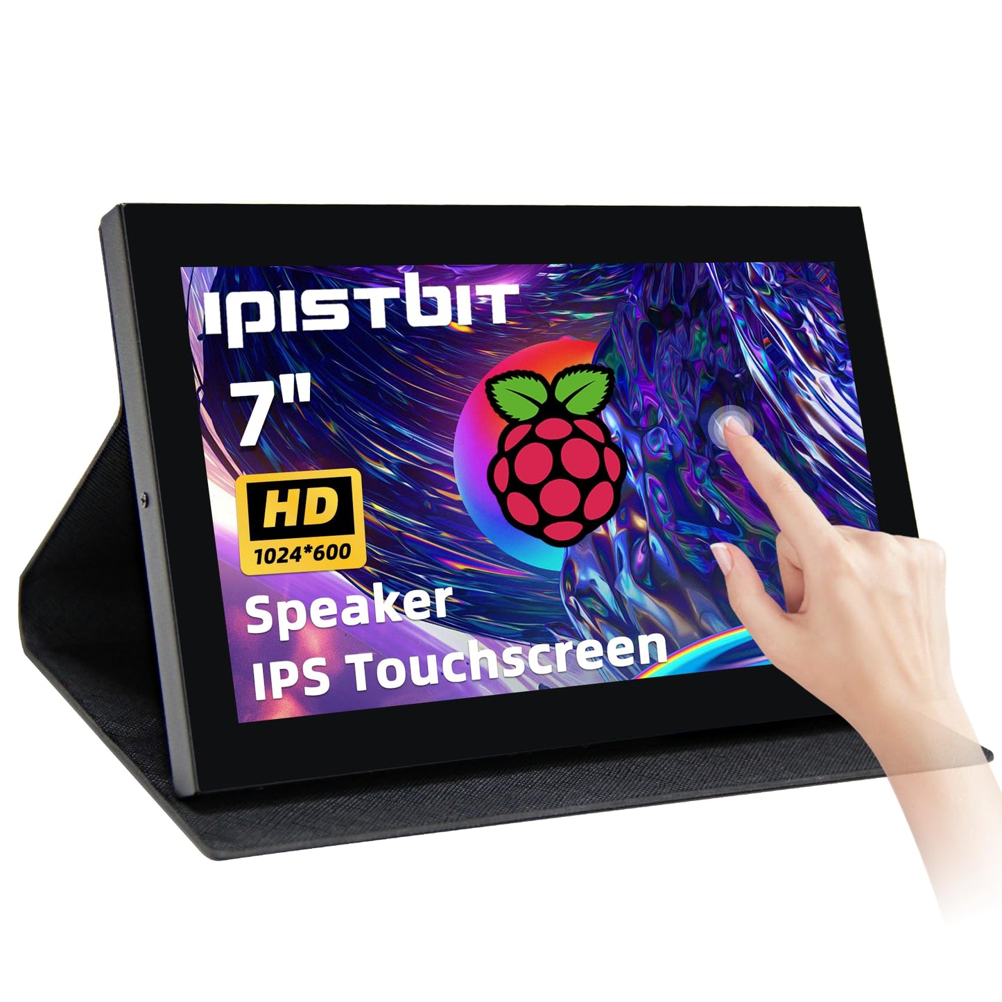 iPistBit 7 inch Portable Monitor, 1024x600 HDMI Raspberry Pi Screen, Dual-Speaker IPS LCD Display Mini Monitor for Laptop Xbox PS3 Raspberry Pi 5 4B 3B+
