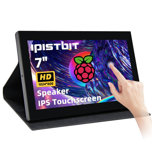 iPistBit 7 inch Portable Monitor, 1024x600 HDMI Raspberry Pi Screen, Dual-Speaker IPS LCD Display Mini Monitor for Laptop Xbox PS3 Raspberry Pi 5 4B 3B+