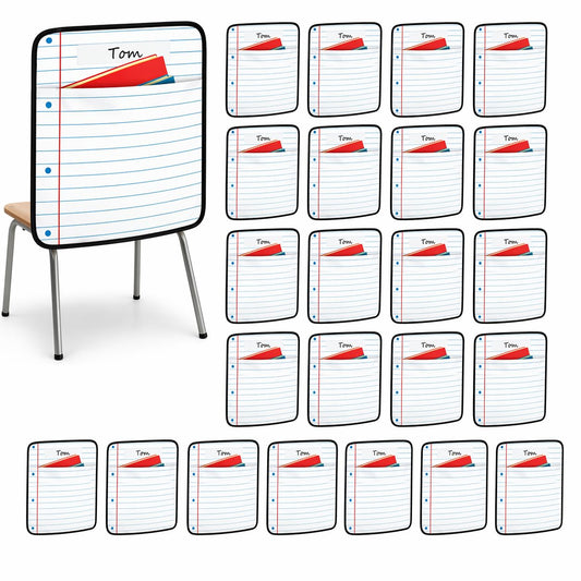 24Pcs Classroom Seat Back Organizer, 17 * 19 Inch Chair Pockets with Name Tag, Back to School Classroom Chair Hanging Bag Seat Sacks Suitable for Families Kindergartens and Primary School Classrooms