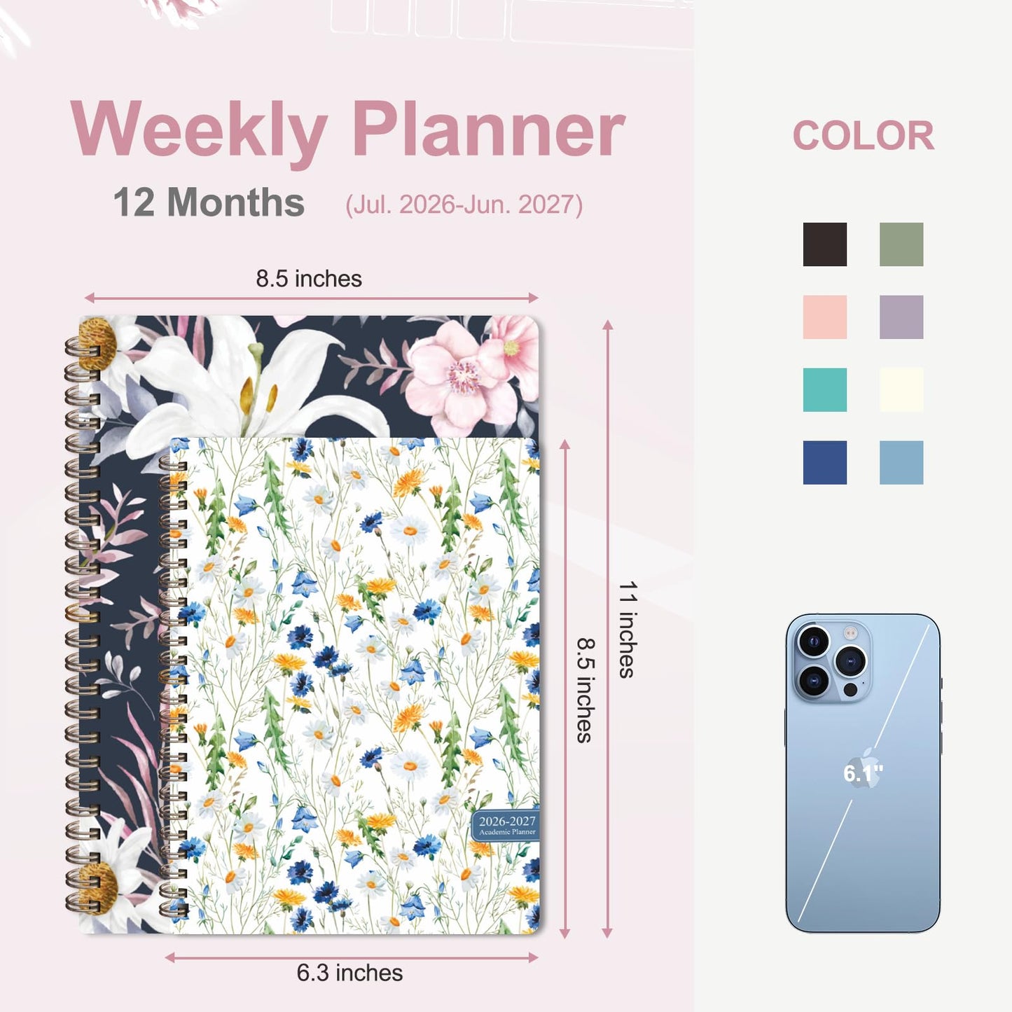 Planner 2026-2027, Weekly and Monthly Academic Planner, July 2026 - June 2027, Hardcover Calendar Agenda Book for School Year Planning, School Supplies for Teacher and Student, A5(6.3'' x 8.5'')
