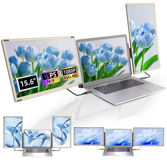 DZVW 15.6" Laptop Screen Extender, FHD 1080P IPS Triple Monitor Extender, Detachable Portable Monitor for Laptop 13-17.3",Plug-Play Portable Screen Compatible with MacOS/Windows/Phone