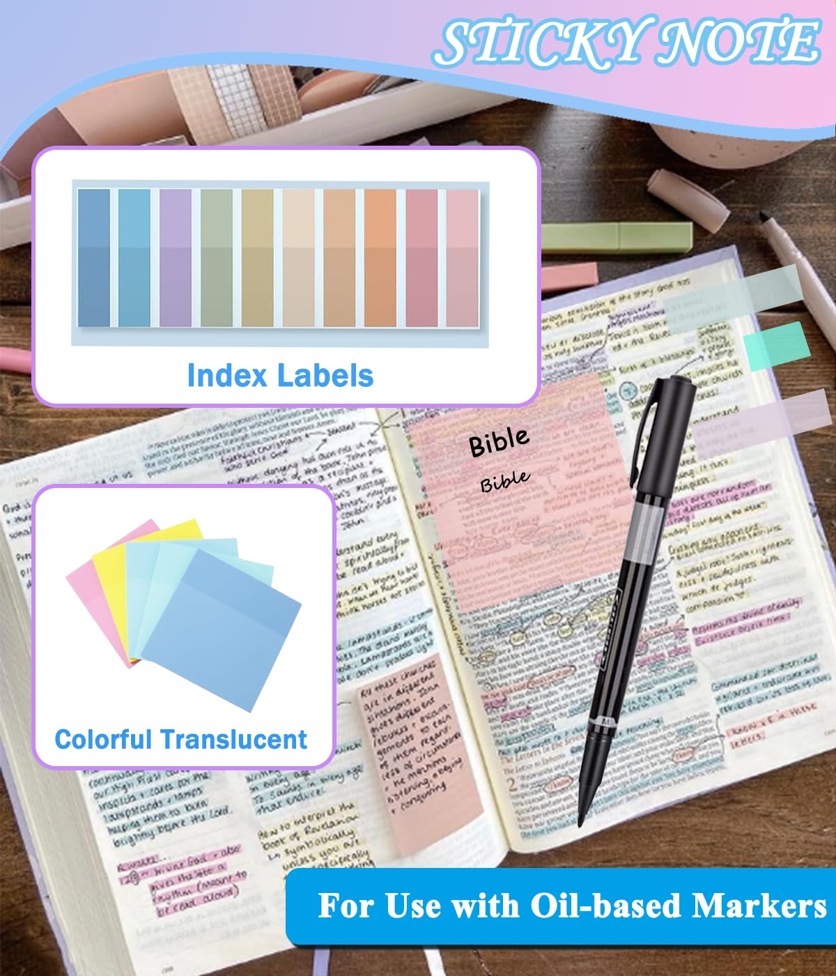 Bible Study Supplies Journaling Kit With Tabs, Highlighter, Notebook and Pen Case - Annotation Kit, Study Group Essentials Accessories Set for Women, Students, Beginner Christian Gifts