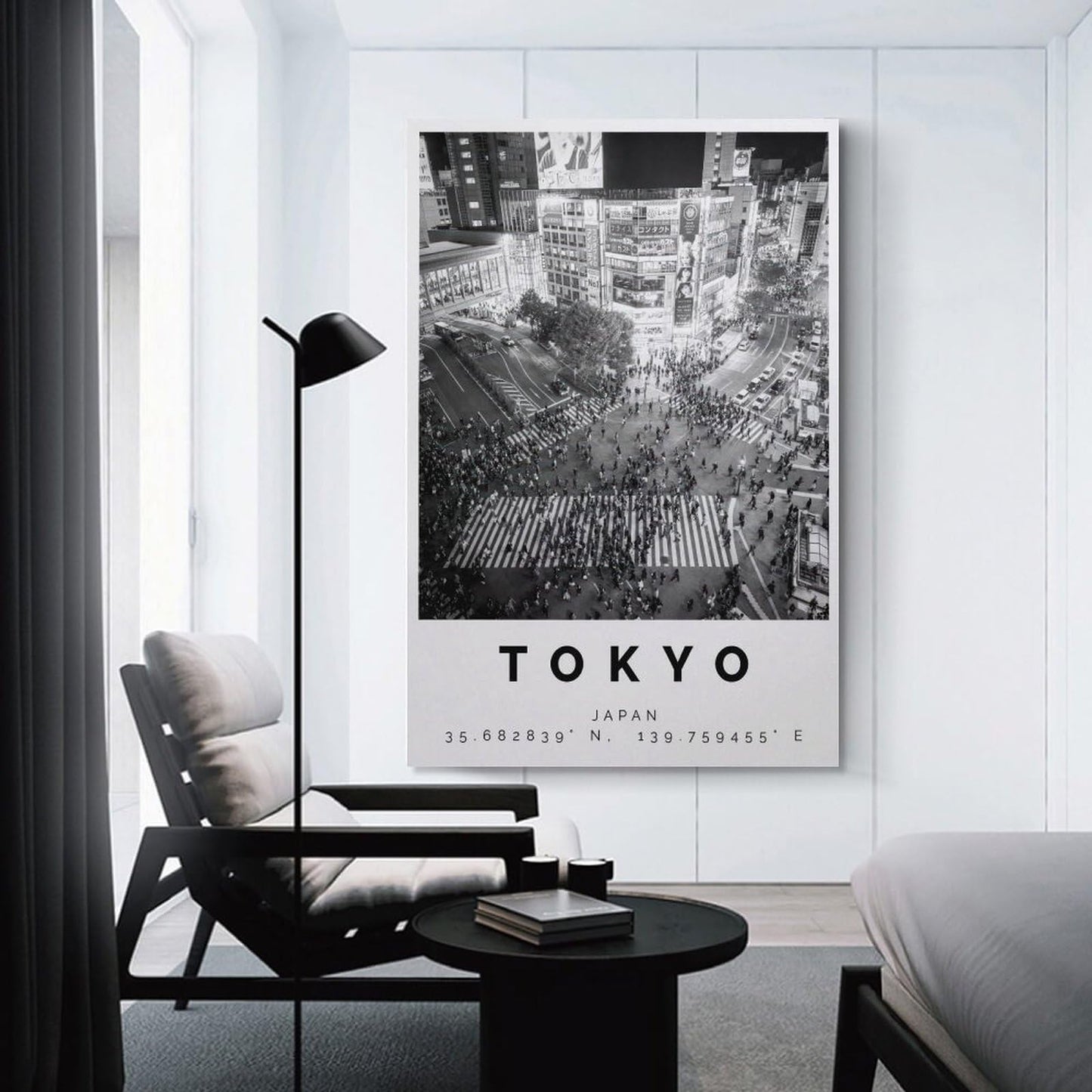 JHXNJDPOST Tokyo Black And White Urban Scene Poster Canvas Wall Art Aesthetic Decorative Painting Living Room Restaurants, Pool Halls And Hotelsstyle-1 12x18inch(30x45cm)