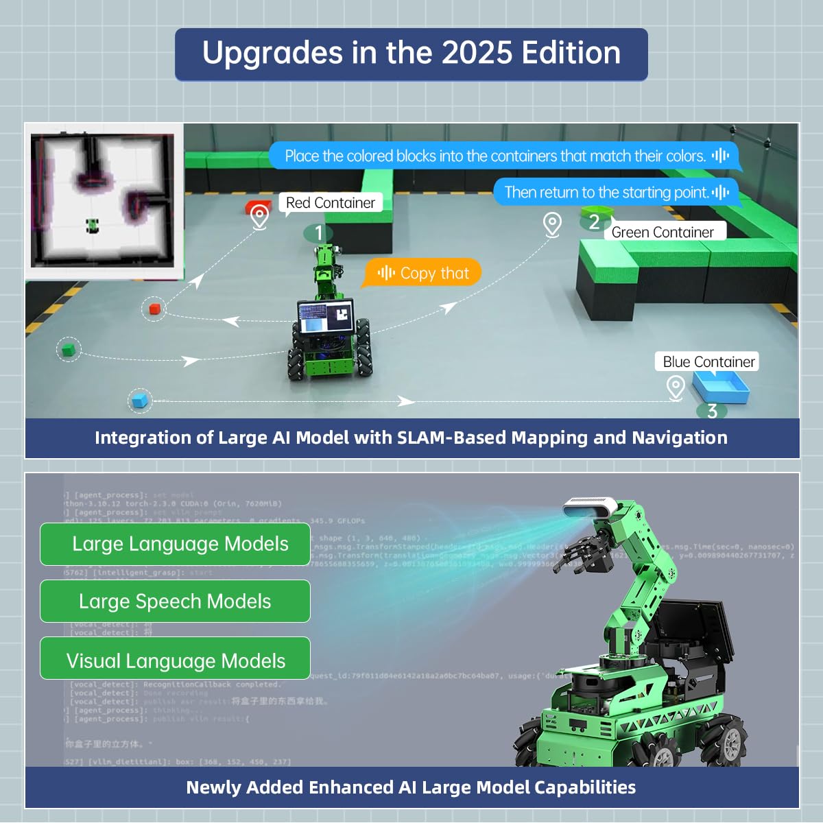 HIWONDER Robot Car with ChatGPT Large AI Model ROS2 ROS1 Education Lidar SLAM Mapping Navigation AI Vision 6DOF Robotic Arm Voice Control Smart Sorting, JetRover Standard Kit & Jetson Nano 4GB