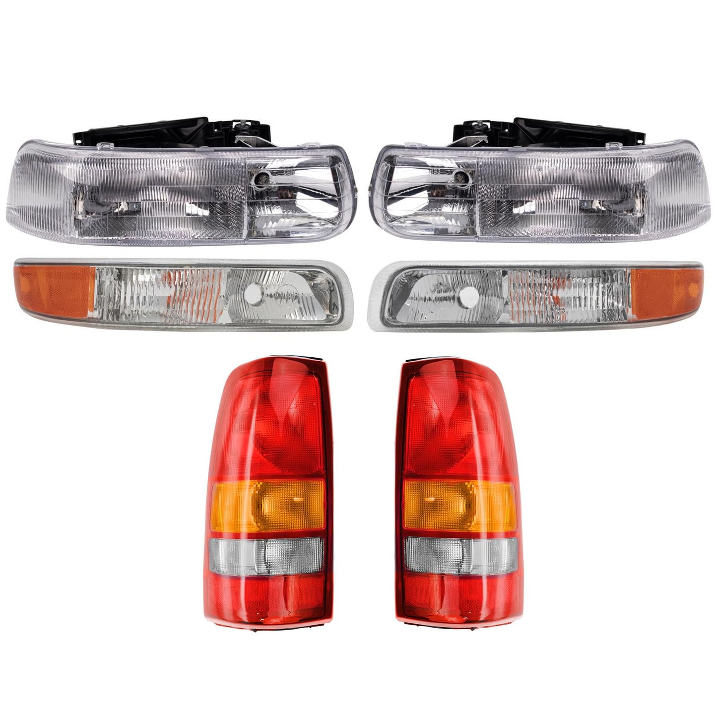 TRQ Headlight Tail Light Assembly Set for 1999-2002 Chevy Silverado 1500 2500 HD, Model LKA56016
