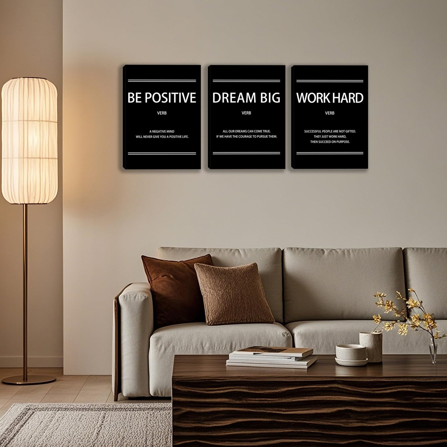 3 Panel Print Canvas Wall Art Motivational Office Wall Decor Painting Inspirational Posters Modern Inspiring Artwork for Home Living Room Bedroom Wall Decor Office Wall Art Ready to Hang - 36"Wx 16"H
