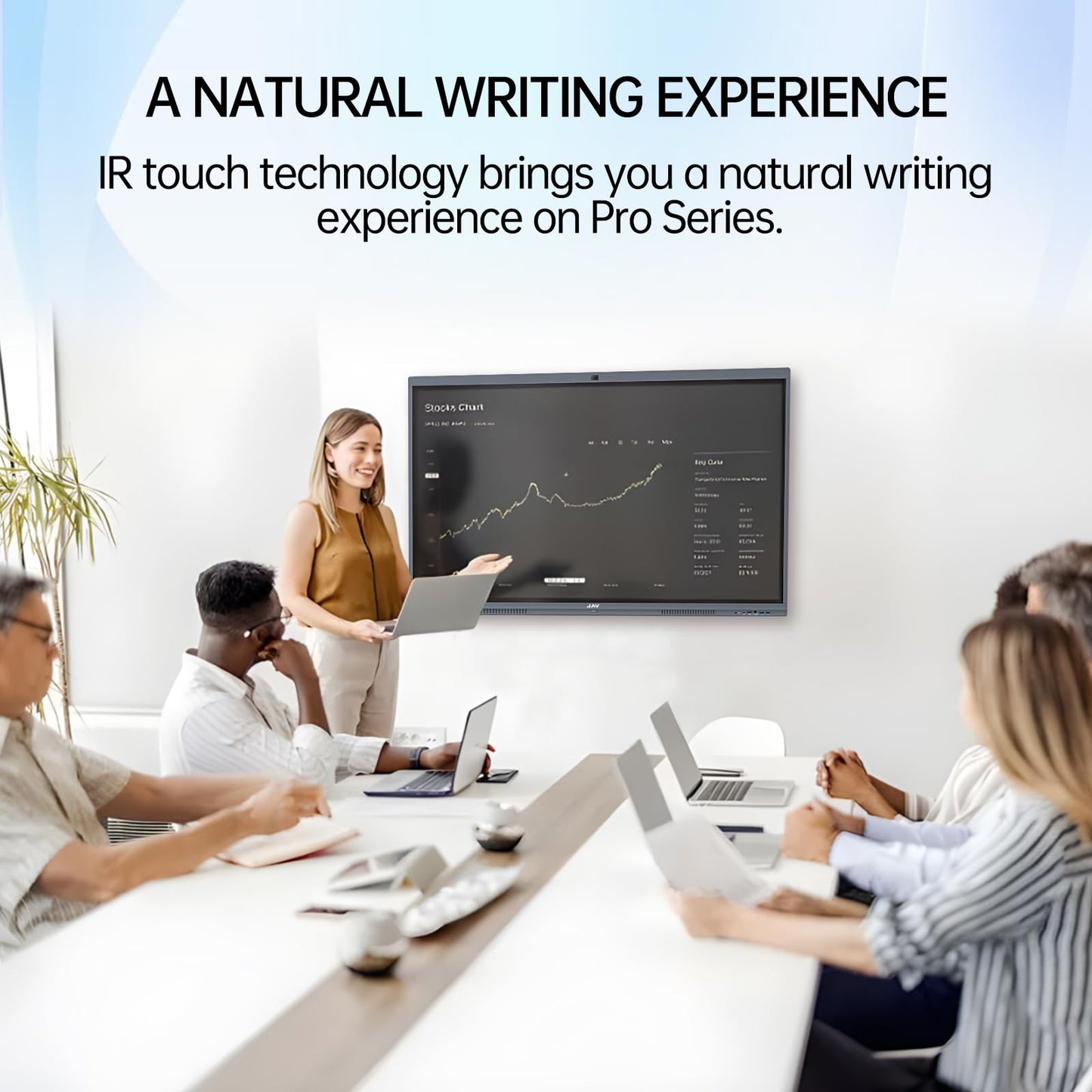 JAV 55" Smart Board Pro Google EDLA Certified 4K UHD Interactive Whiteboard for Classroom Office All-in-One Touchscreen Display with 48MP AI Camera 100W Soundbar Android 14 8+128GB Wall Mount Included