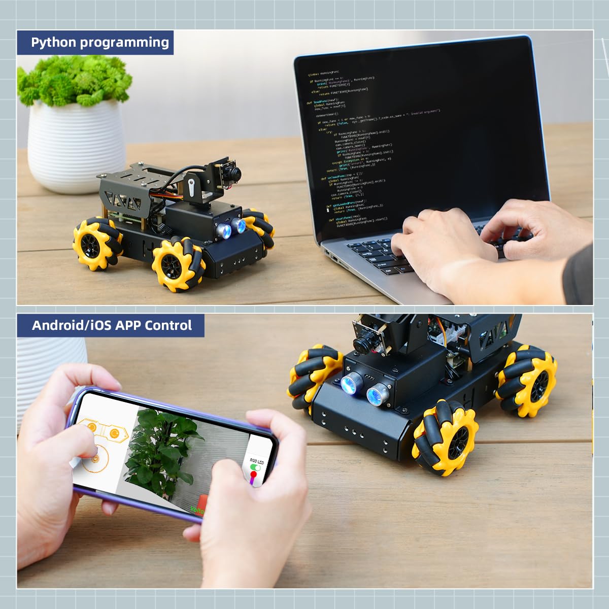 TurboPi Robot Car for RaspberryPi Large AI Model ChatGPT Vision Voice Scene Understanding Obstacle Avoidance Programmable Robotic Kit for Adult, Support Python Linux, Advanced Kit & RPi5 8GB