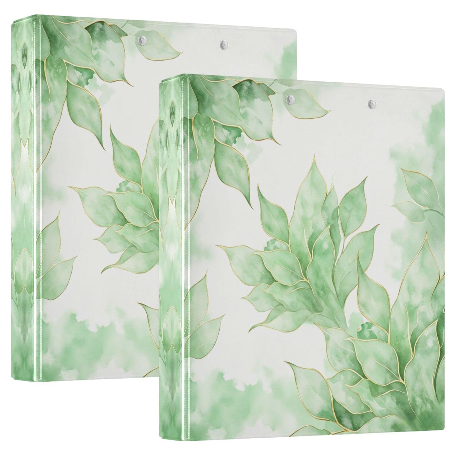 Eucalyptus Round Ring Binders 1.5 Watercolor Leaves Plant Vase 3 Ring Clipboard Binder for Office School Work Supplies File Folder 200 Sheet Capacity Easy Open