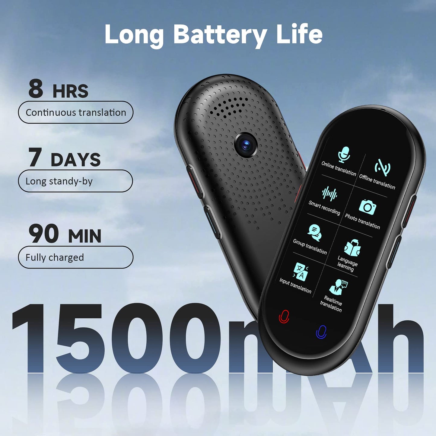 Language Translator Device, Portable Translator No WiFi Needed, Offline Voice Photo Translation, 150 Languages Supported, High Accuracy VORMOR Translator for Travel Business Learning (Black)