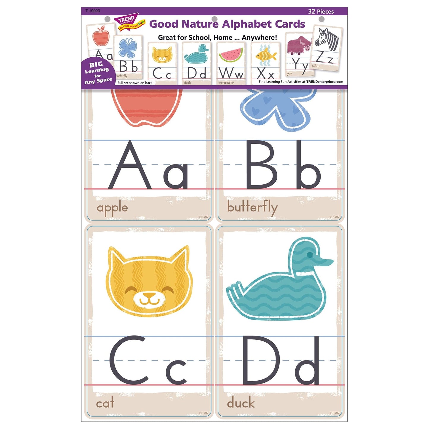 Good Nature Alphabet Cards Learning Set by Trend, 32 Decorative Cutout Pieces for Teaching Letters and Phonics