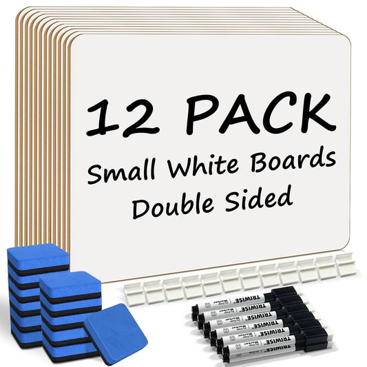 12 Pack Portable White Board 9"x12", Small Whiteboard for Students, Dry Erase Whiteboards Double-Sided Lapboard, White Boards Easy to Clean, Dry Erase Board for Kids Classroom (12 Pack)