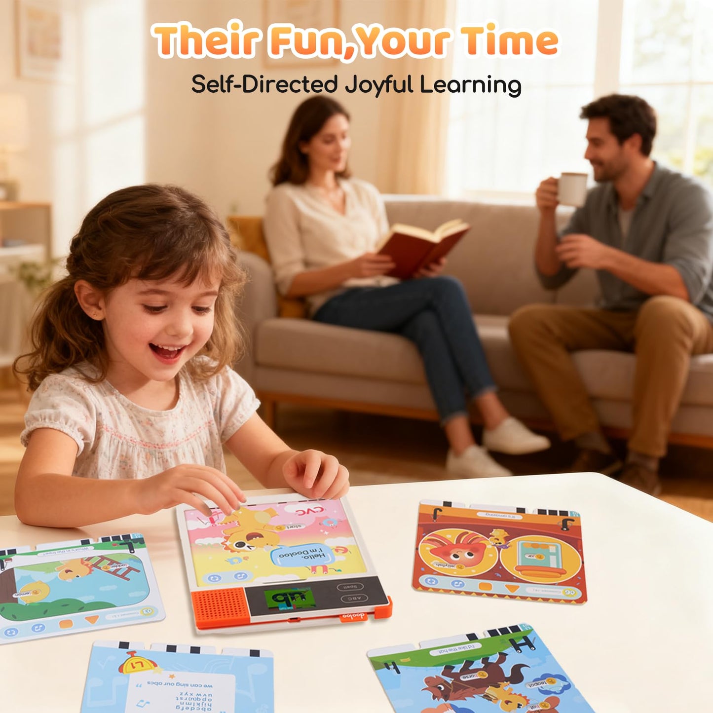 Dooloo Learn to Read & Spell Phonics Pad, Interactive Electronic Learning Pad with 242 Sound Pages Card, Fun Learning Activities for Kids 3-10 Years Old