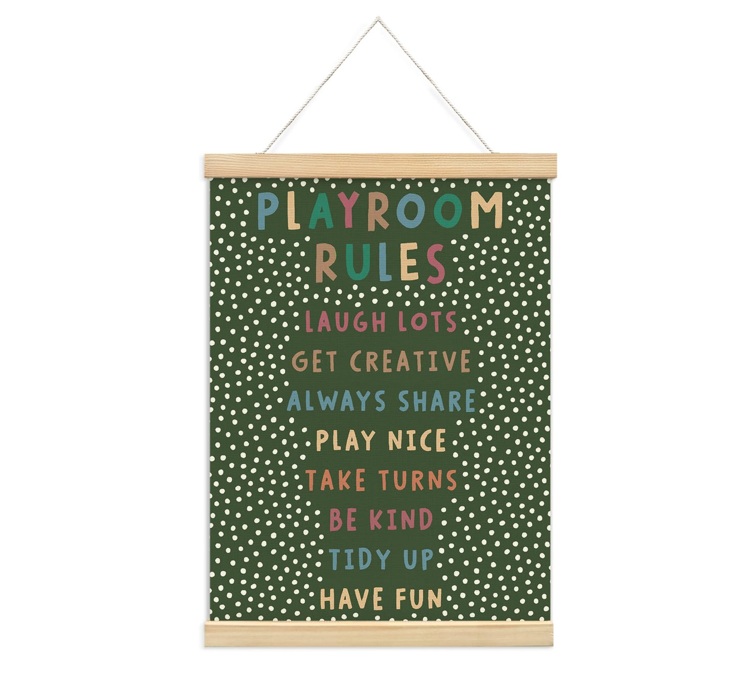 Playroom Kids Tollder Room Wall Decor, Play Room Rules Wall Decor for Kids Play Game Room Bedroom Nursery Home School Playroom Essentials, Canvas Hanging Banner Wood Poster Frameds(dark green)