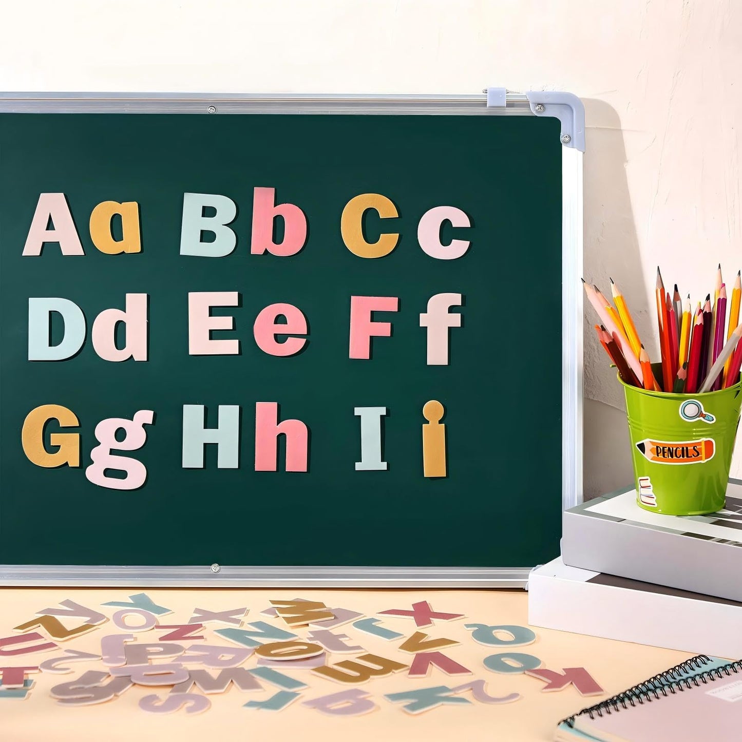 Breling 310 Pieces Felt Letter Bulletin Board Letters Sticker with Number 2" Bulk Self Adhesive ABC Upper Lowercase Sticky Letter for Xmas Gift Bulletin Board Classroom(Boho Color)