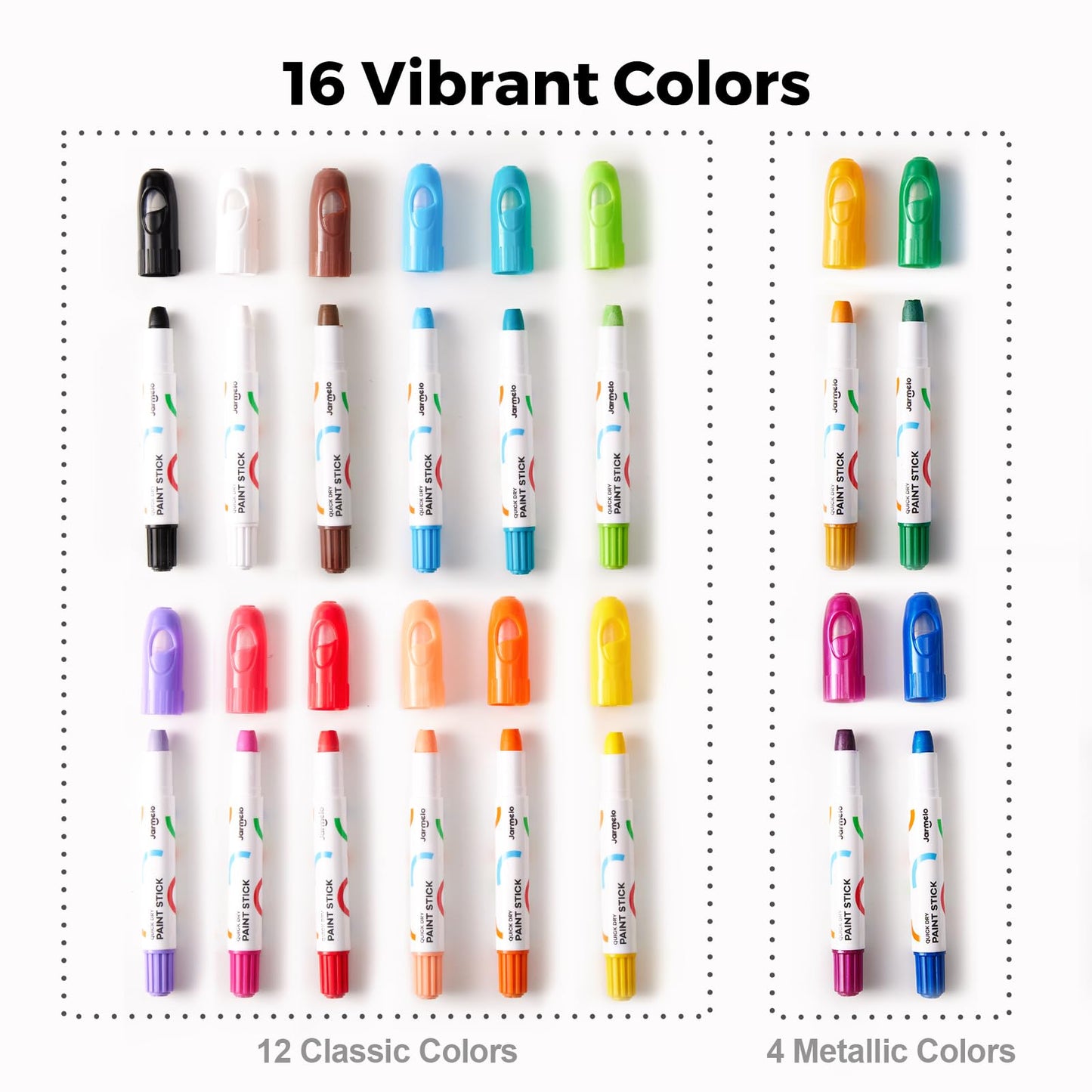 Tempera Paint Sticks, 16 Colors Jumbo Paint Sticks for Kids, Washable, Quick Drying, Non-Toxic, Toddler Art Supplies for Paper Stone Wood Canvas, Easter Gifts for Kids