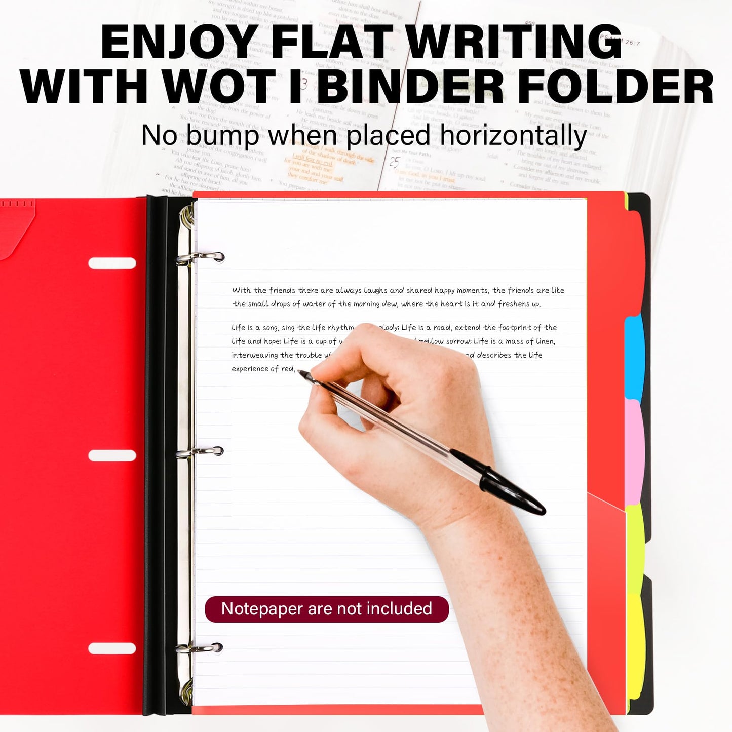 WOT I Telescoping Project Organizer, Refillable Binder with Dividers and Pockets, 13 Pocket Folders, 1 Inch 3 Ring Binder, Red