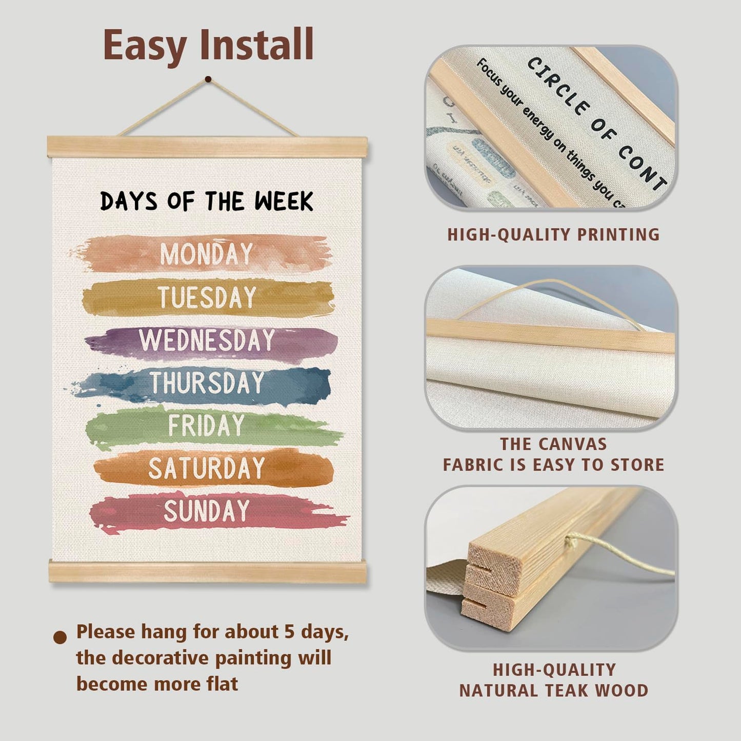 You found a duck Days of the Week and Months of the Year Wall Art Poster Set of 2,Toddlers Learning Educational Canvas Posters for Preschool Classroom Nursery,Kids Room Decor 14x18.5inch (LKY03)