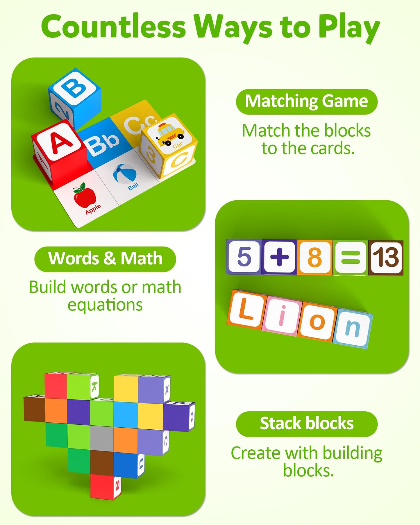 Coogam Magnetic Alphabet Blocks for Learning Numbers, Letters, Shapes, Magnet Construction Game & Toddlers Building Cube, Educational Stem Montessori Sensory Toy Gift for 3 4 5 Year Old