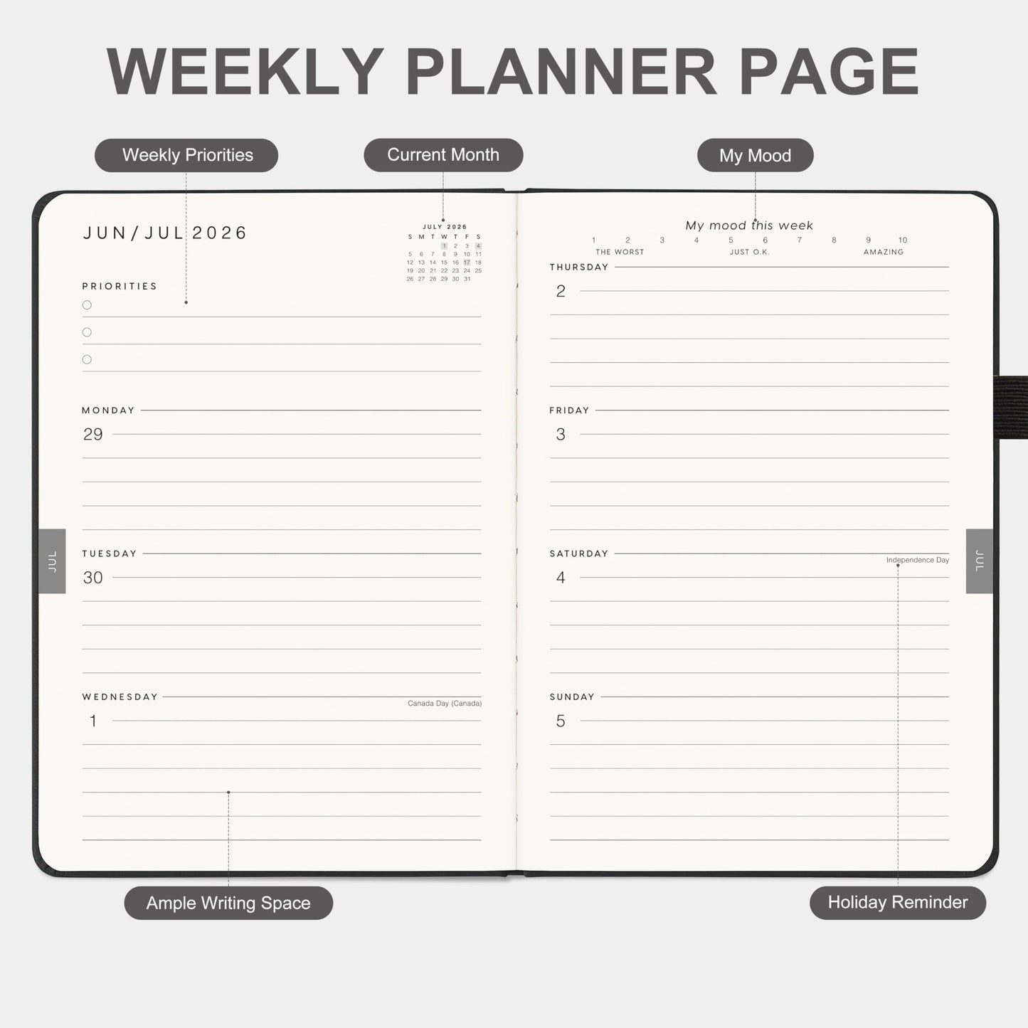 And Per Se Academic Planner 2026-2027 – Weekly & Monthly Planner, July 2026 to June 2027, A5 Leather Hardcover with Inner Pocket – Student & Teacher Organizer, 5.7" x 8"(Black)