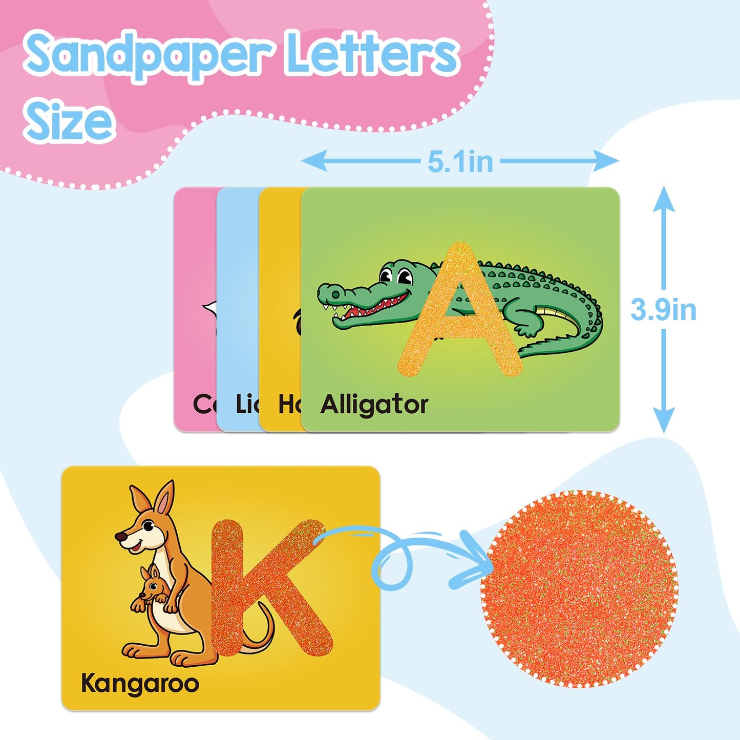 Broytain Sandpaper Letters Cards for Toddlers 3+,Word Games,Speech Therapy Toys for 3 4 5,Sensory Products, Educational Flash Cards,Learn Animals and Others