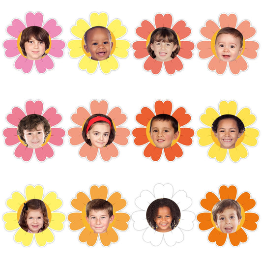 60pcs Spring Theme Flower Cutouts Boho Daisy Bulletin Board Decoration Back to School Flower Paper Cut-Outs Classroom Decor for Kids Classroom DIY Craft Photo Kindergarten Preschool Wall Door Supplies